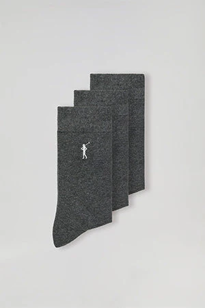 3 Pair pack of dark-grey socks with Rigby Go logo - Image 7