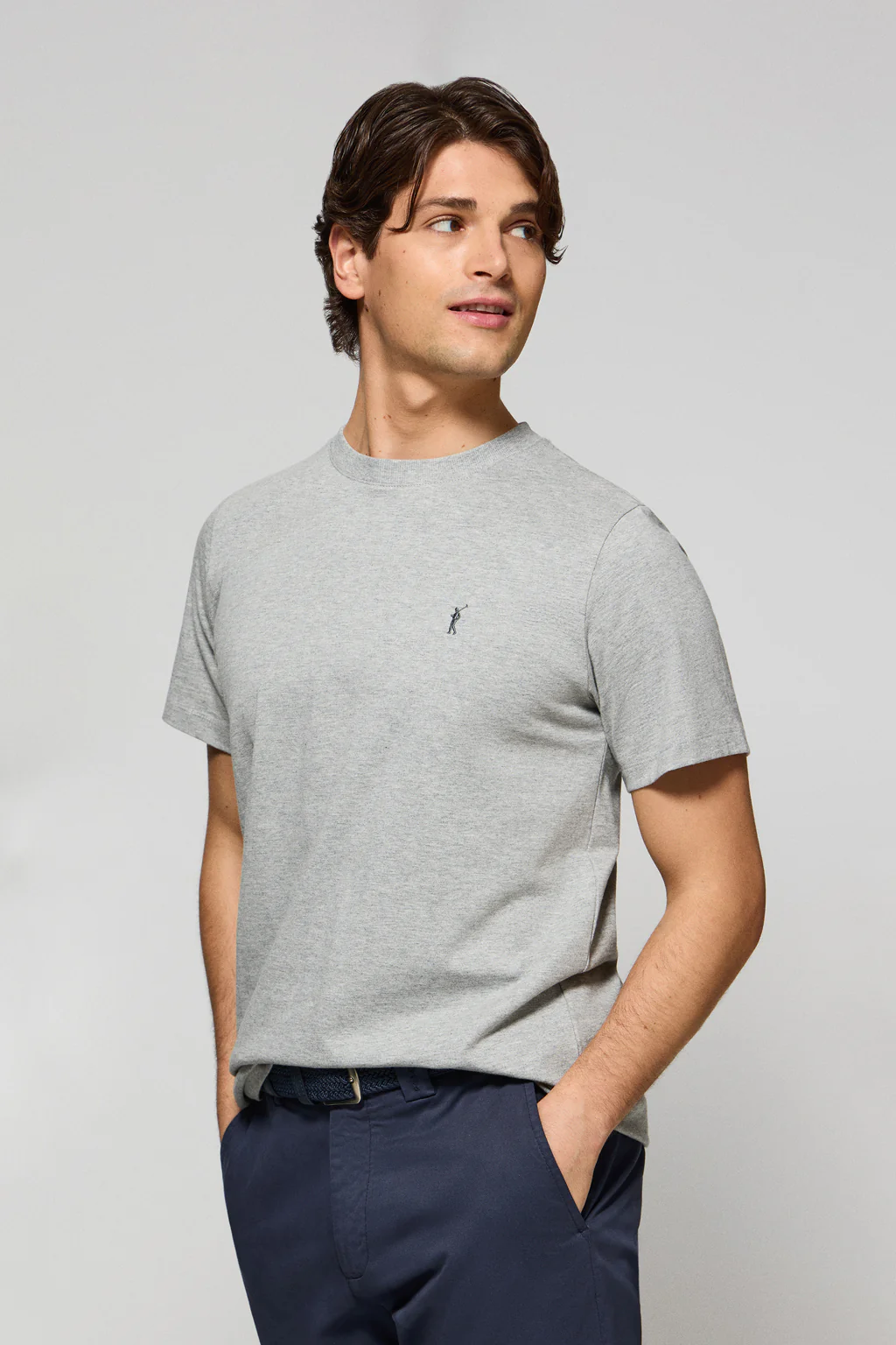 Short-sleeve T-shirt with Rigby Go logo 3 pack (navy blue, white and grey marl) - Image 7