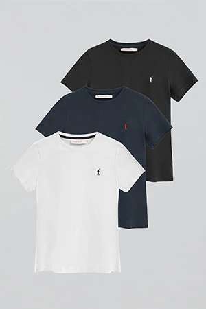 Women’s 3-pack short-sleeve T-shirts in white, black and navy blue with Rigby Go embroidery - Image 11