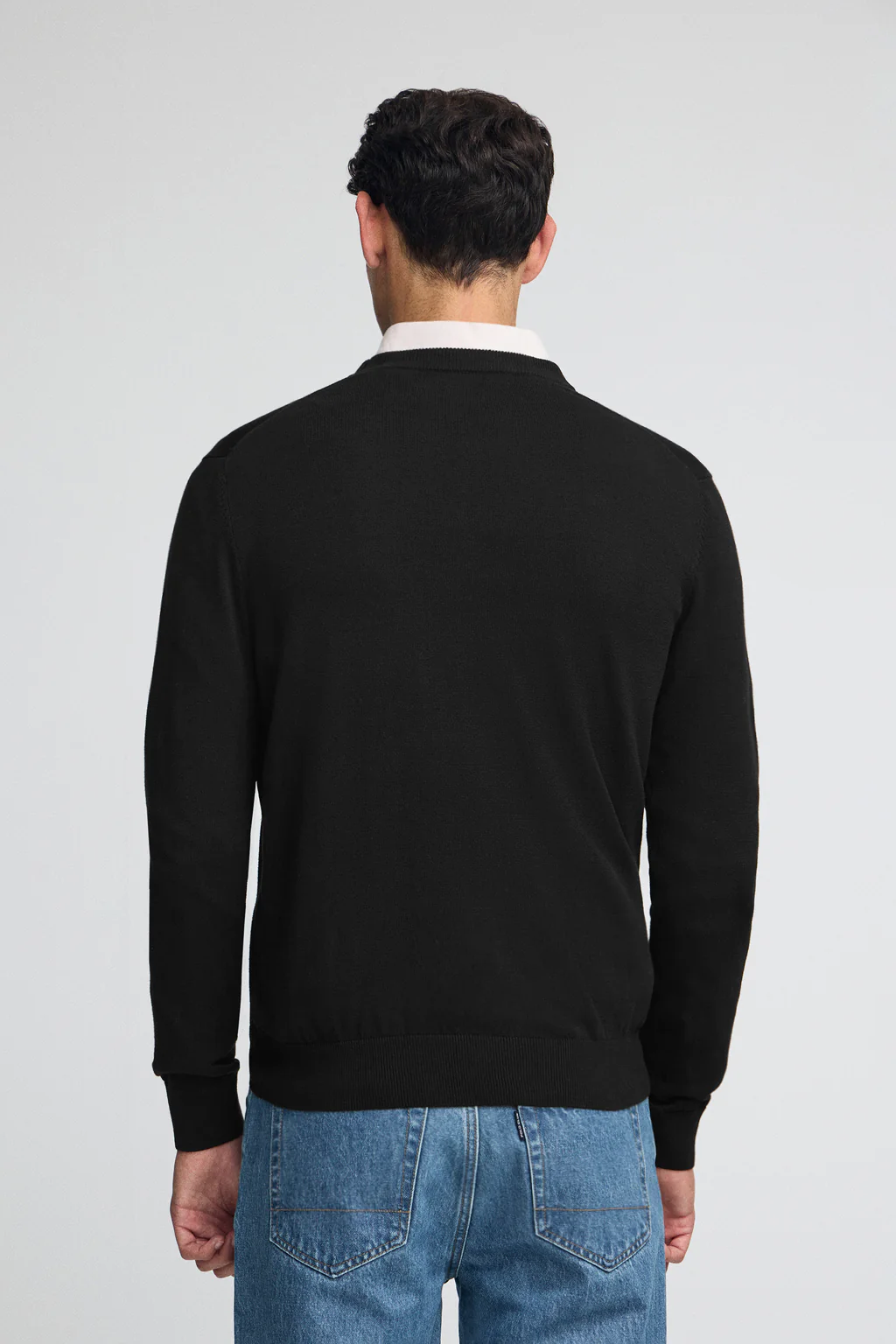 Men’s 3-pack cotton jumpers in black, navy and camel marl with round neck and Rigby Go embroidery - Image 15