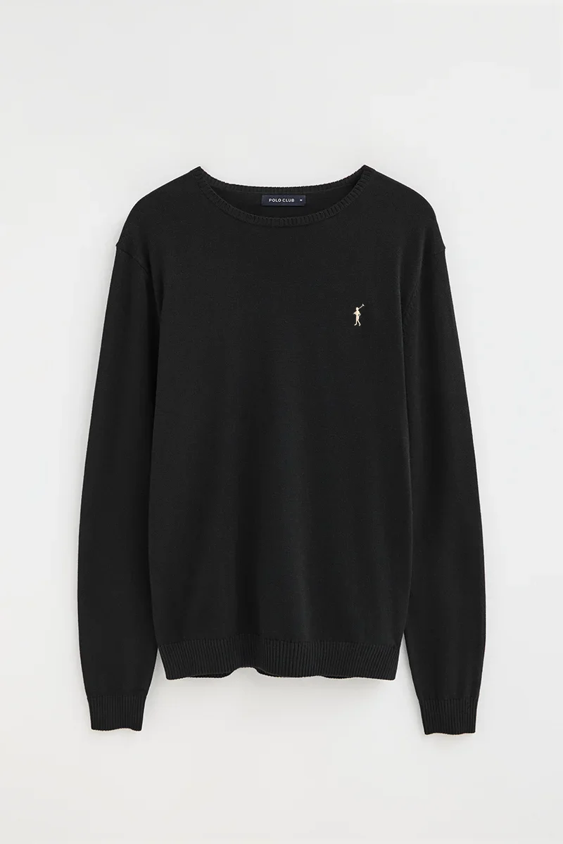 Men’s 3-pack jumpers in navy blue, black and dark grey marl with round neck and Rigby Go logo - Image 8
