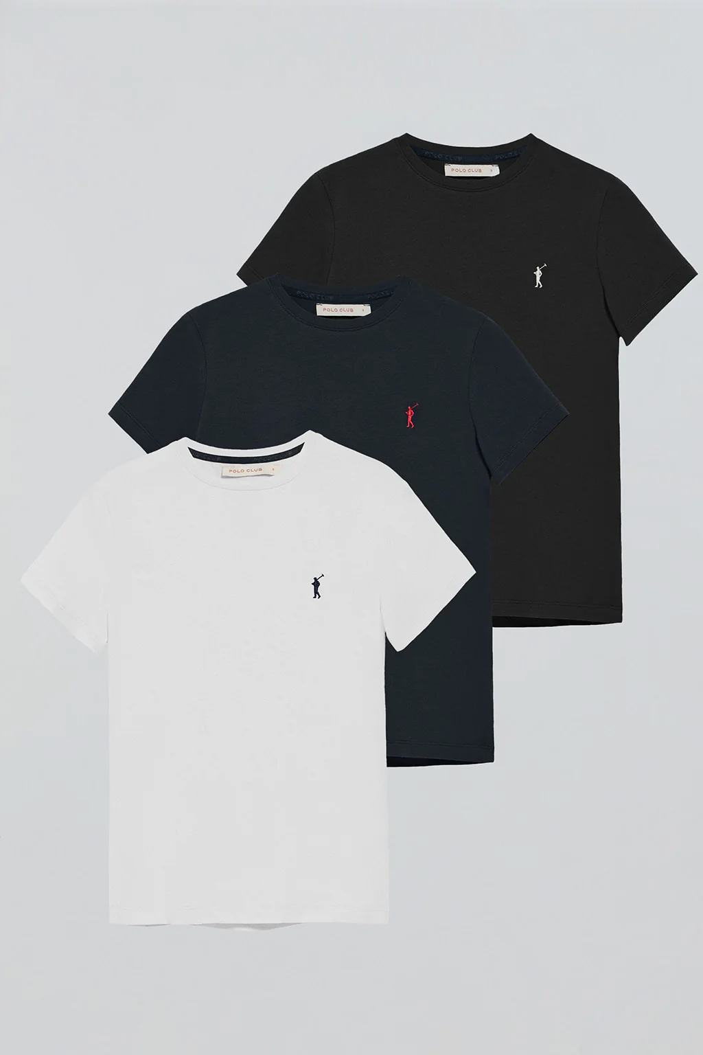 Short-sleeve T-shirt with Rigby Go embroidered logo 3 women's pack (black, navy blue and white)