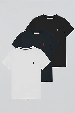 Short-sleeve T-shirt with Rigby Go embroidered logo 3 women's pack (black, navy blue and white) - Image 12