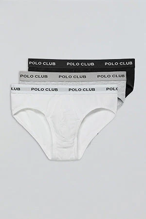 Briefs with Polo Club detail 3 pack (black, grey and white) - Image 8