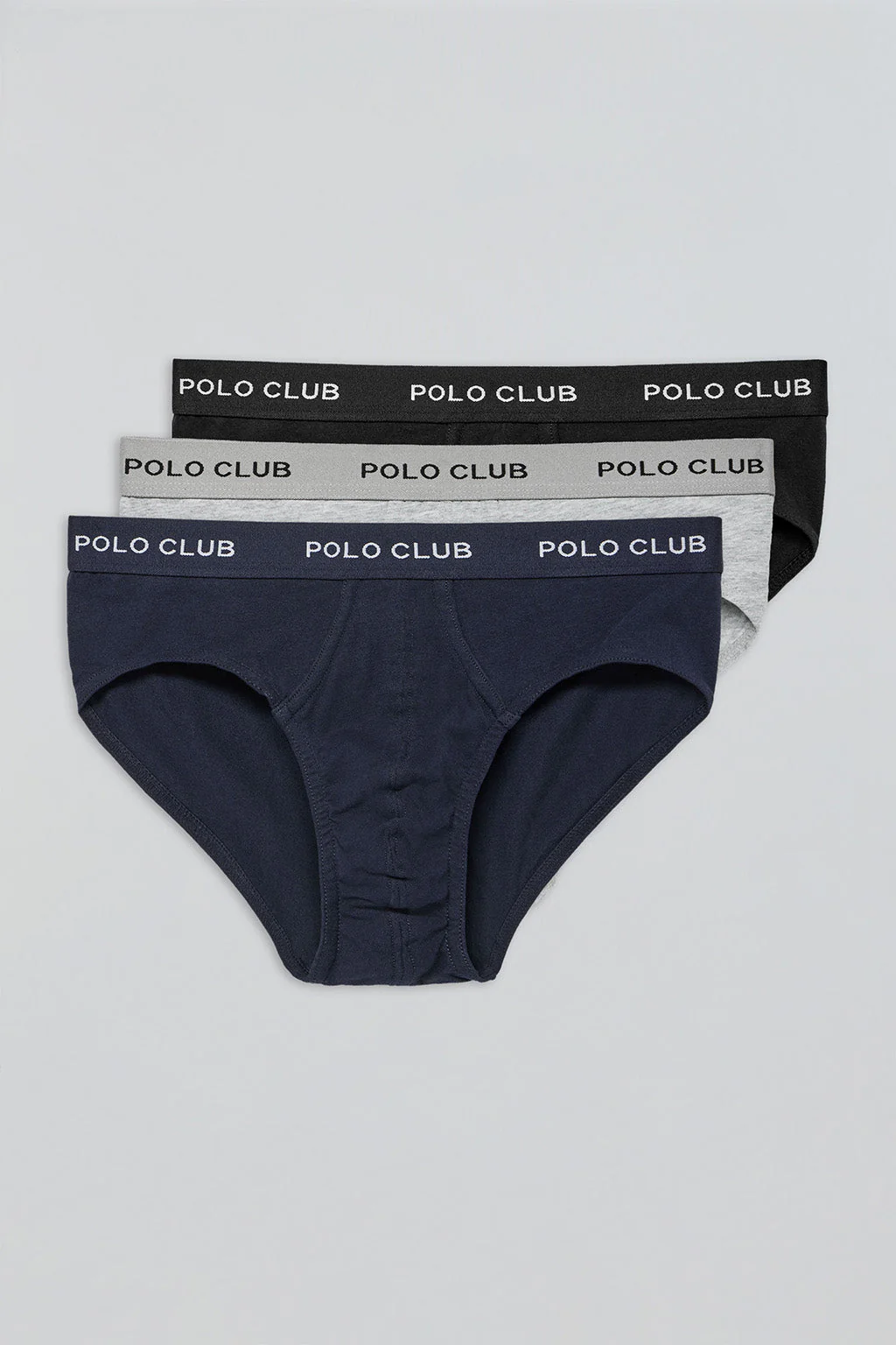 Briefs with Polo Club detail 3 pack (black, grey and navy blue) - Image 7