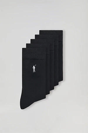 5 Pair pack of black socks with Rigby Go logo - Image 7