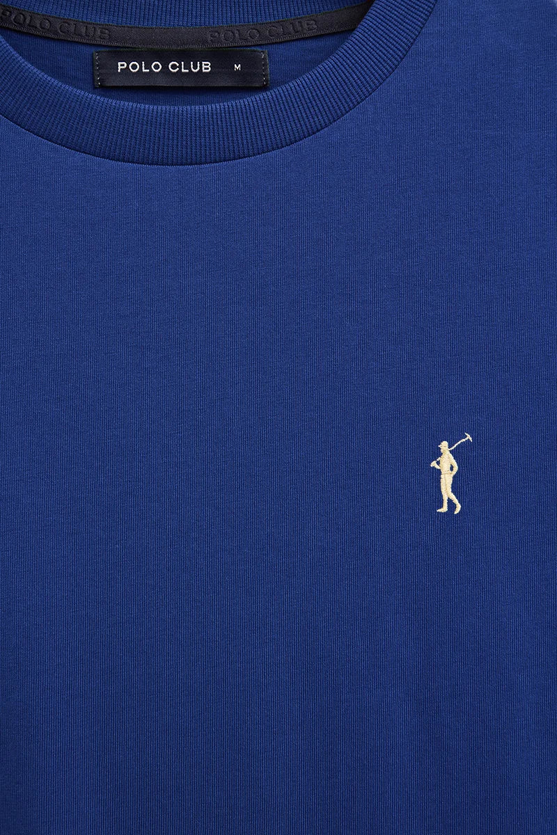 Men’s 5-pack T-shirts in navy blue, grey marl, white, denim blue and royal blue with short sleeves and Rigby Go embroidery - Image 3