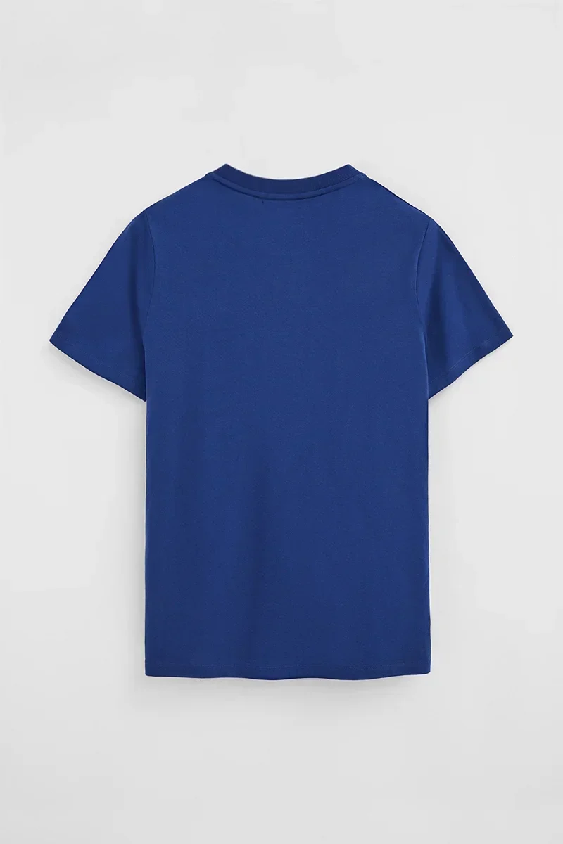 Men’s 5-pack T-shirts in navy blue, grey marl, white, denim blue and royal blue with short sleeves and Rigby Go embroidery - Image 4