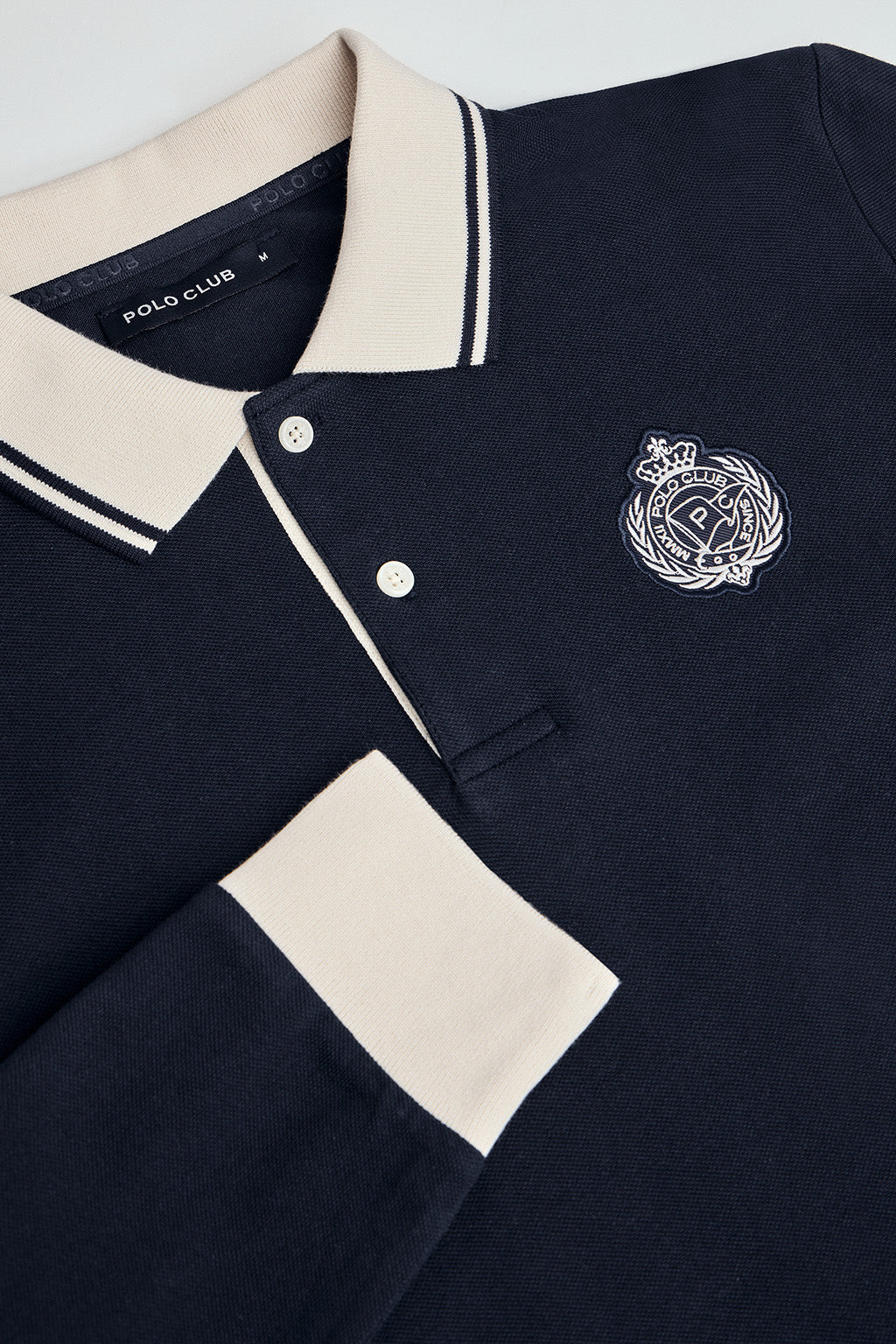 Navy-blue long-sleeve polo shirt Anchor with nautical detail - Image 6