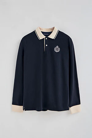 Navy-blue long-sleeve polo shirt Anchor with nautical detail - Image 8