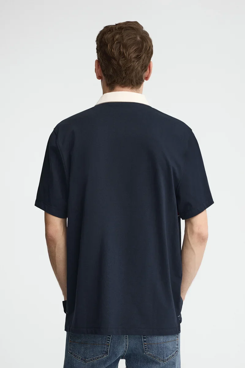 Navy-blue rugby polo shirt with Polo Club embroidery - Image 5