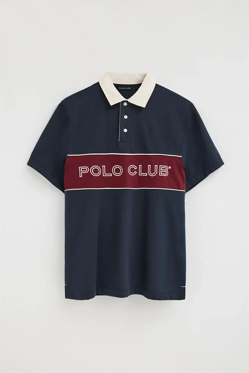 Navy-blue rugby polo shirt with Polo Club embroidery - Image 9