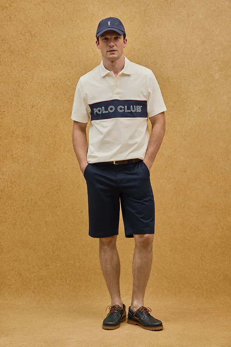 Nude rugby polo shirt with Polo Club embroidery