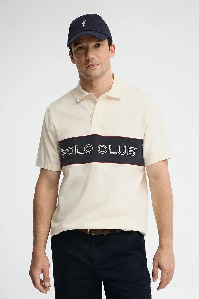 Nude rugby polo shirt with Polo Club embroidery - Image 2