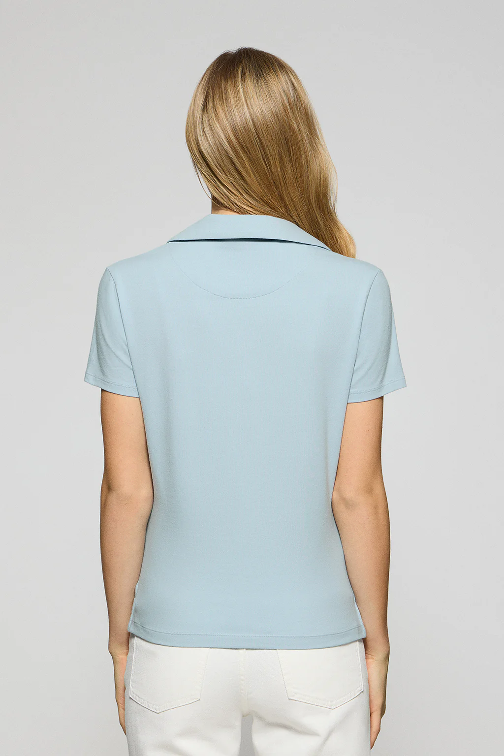 Light-blue buttonless polo shirt Pedraza with Polo Club rubber logo - Image 2
