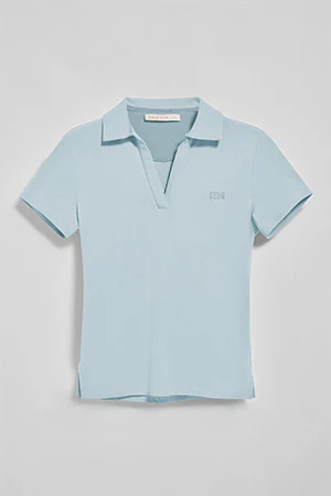 Light-blue buttonless polo shirt Pedraza with Polo Club rubber logo - Image 8