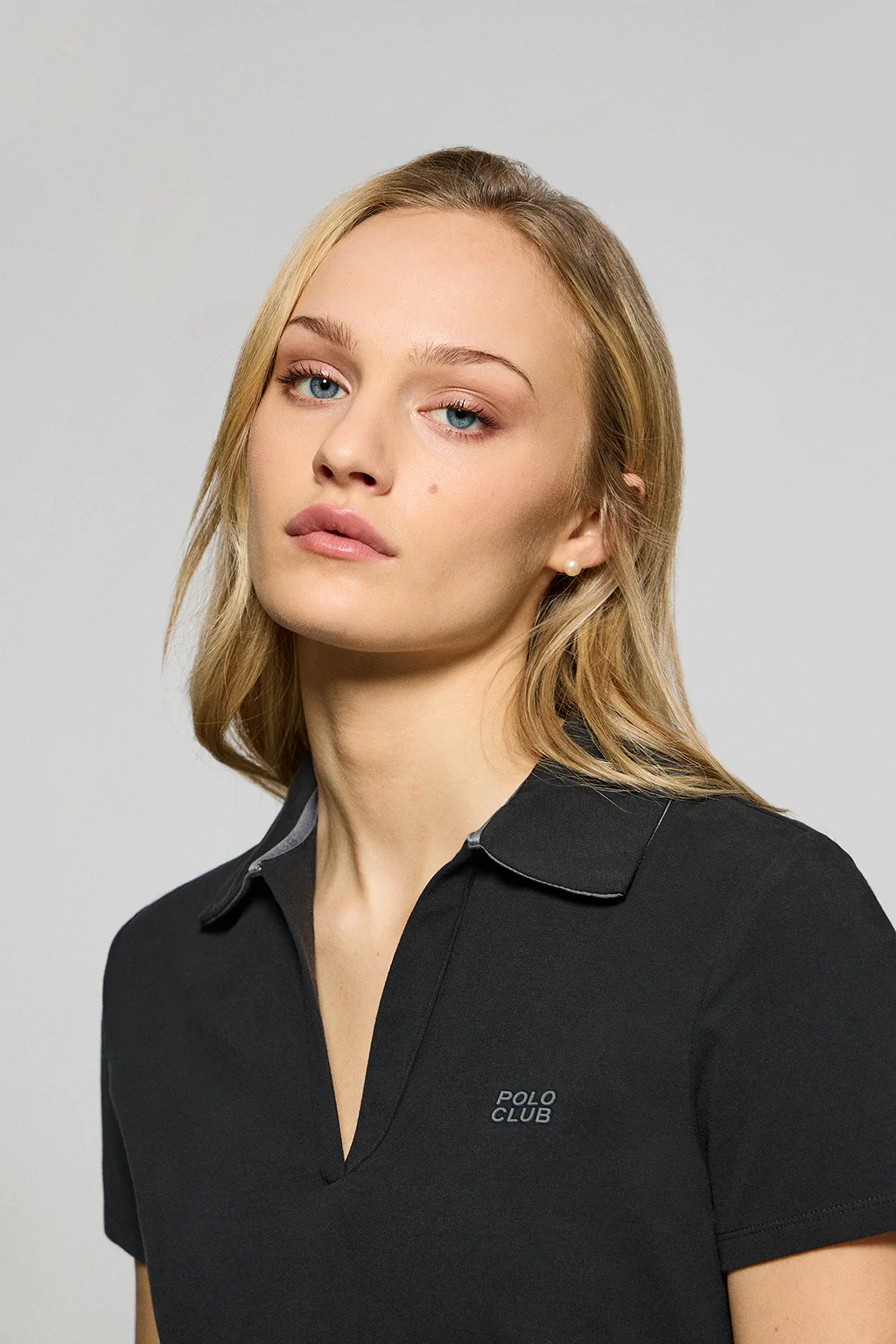 Black buttonless polo shirt Pedraza with Polo Club rubber logo - Image 3