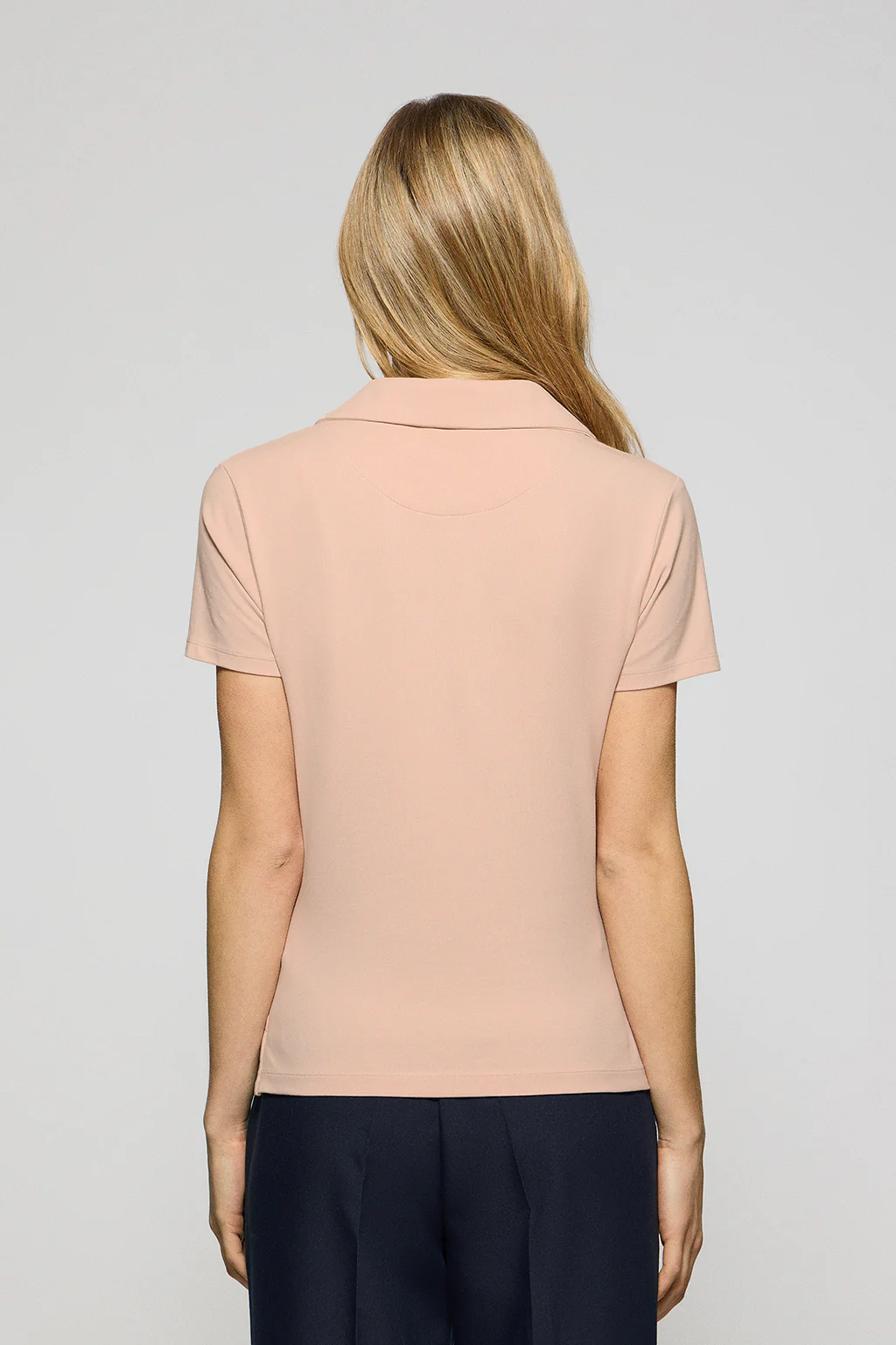 Blush-pink buttonless polo shirt Pedraza with Polo Club rubber logo - Image 2