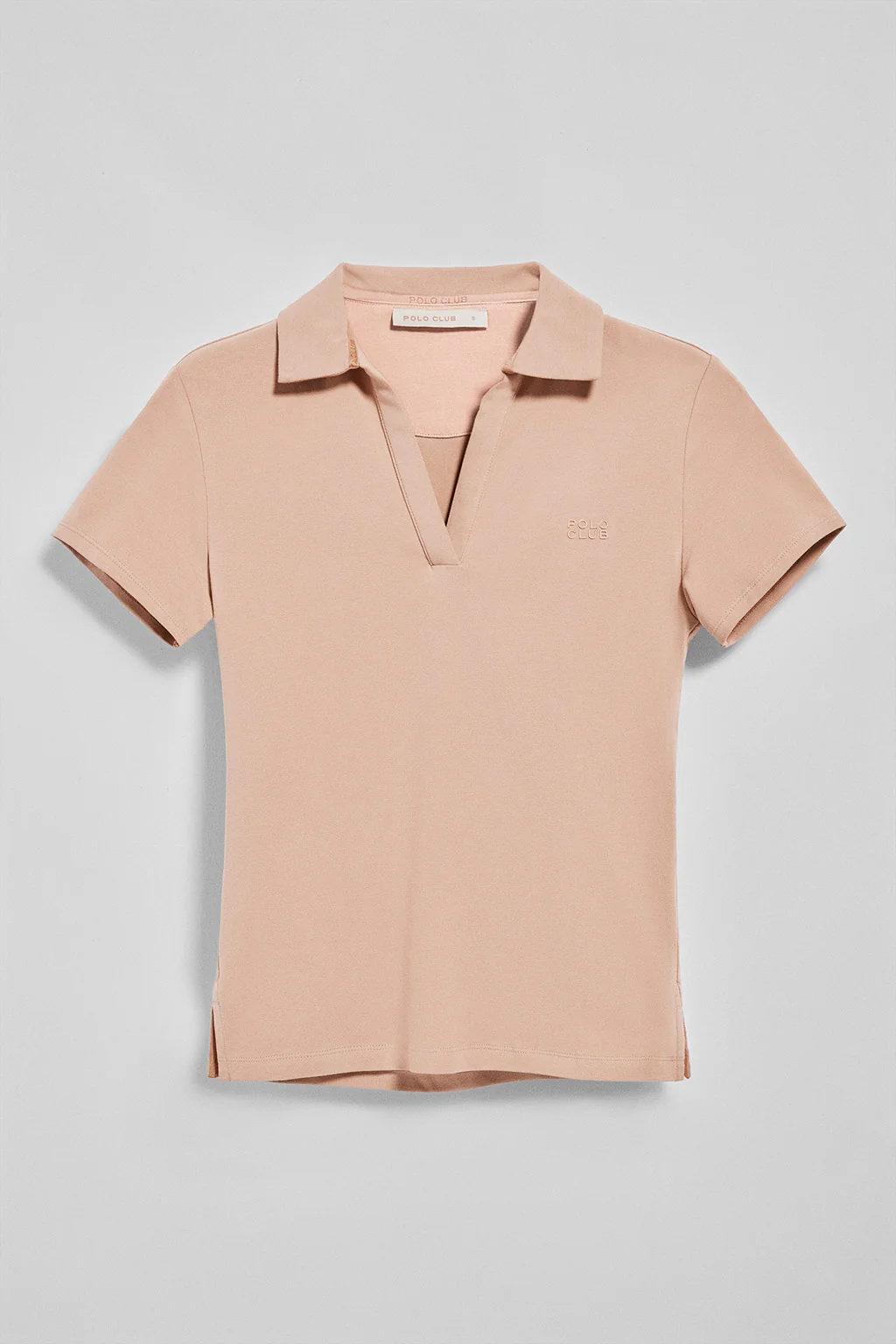 Blush-pink buttonless polo shirt Pedraza with Polo Club rubber logo - Image 5