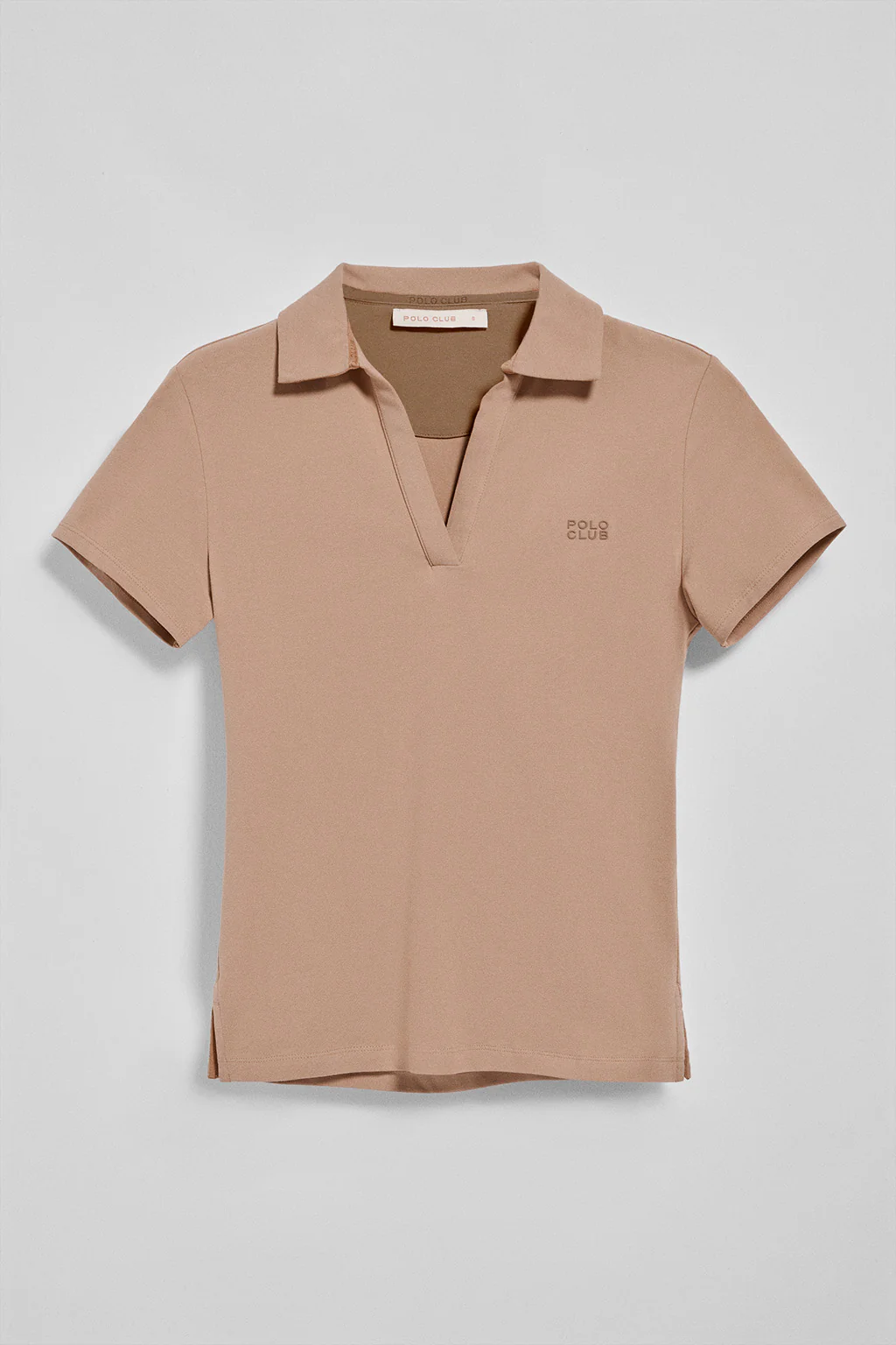 Light-brown buttonless polo shirt Pedraza with Polo Club rubber logo - Image 5