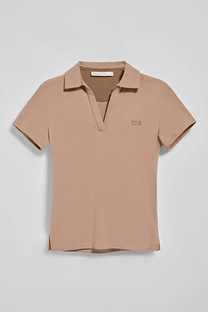 Light-brown buttonless polo shirt Pedraza with Polo Club rubber logo - Image 8