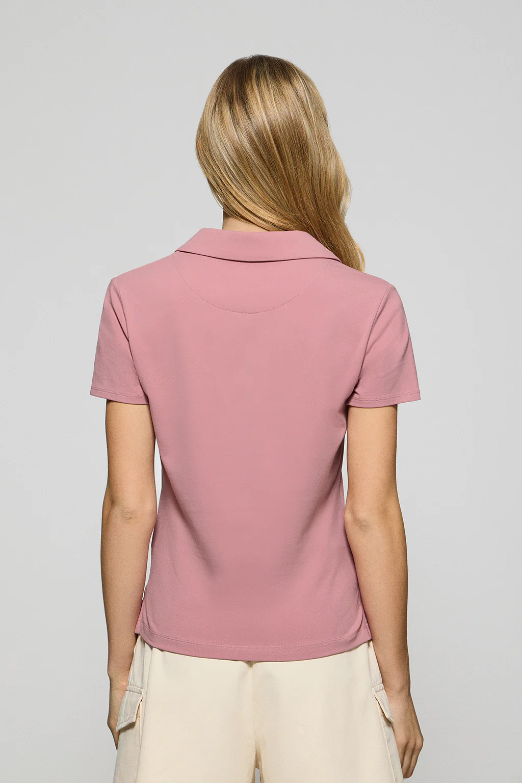Dusty-pink buttonless polo shirt Pedraza with Polo Club rubber logo - Image 2