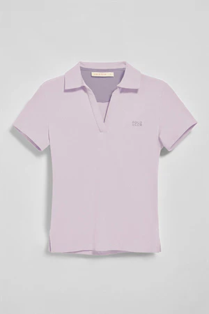 Lavender buttonless polo shirt Pedraza with Polo Club rubber logo - Image 9