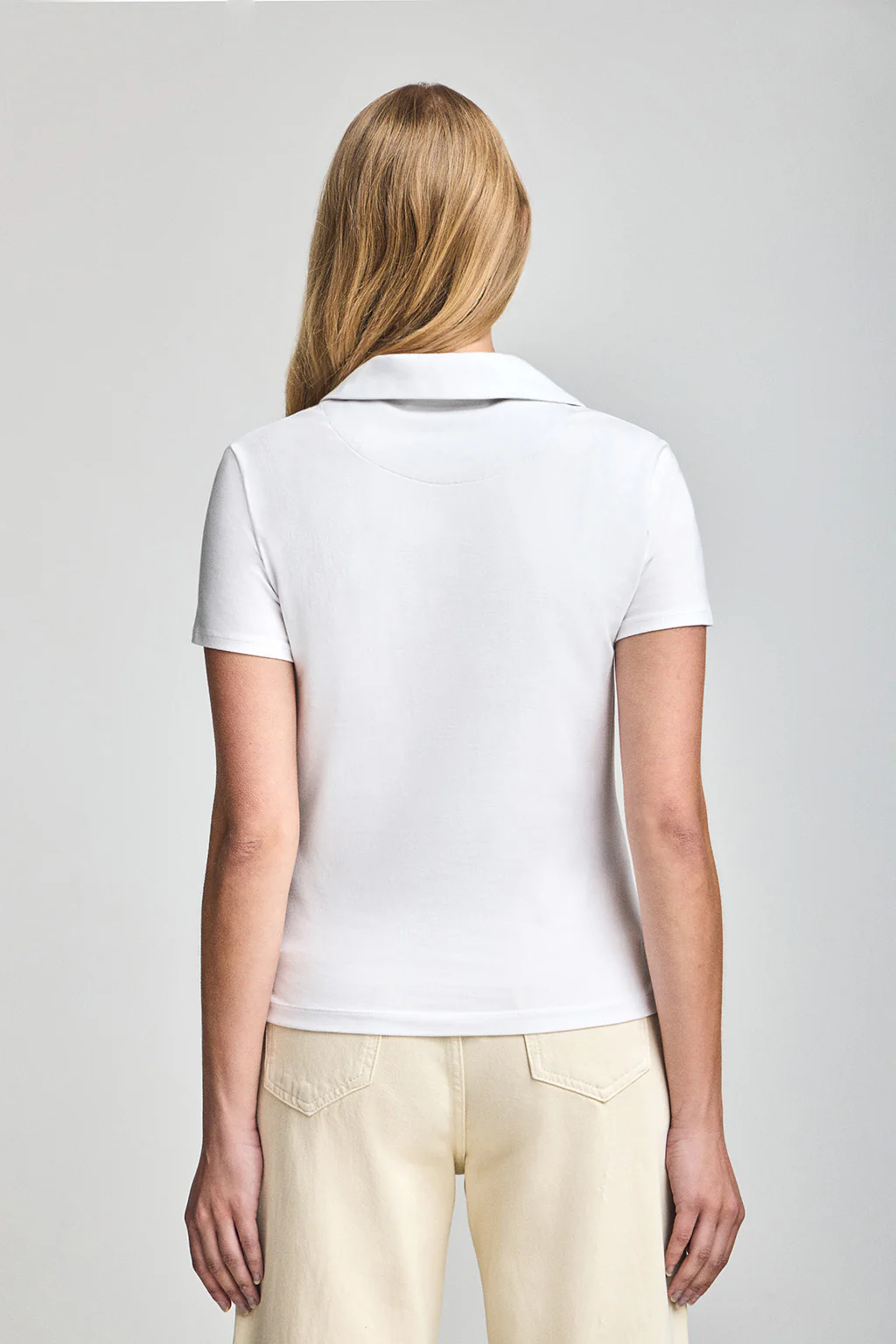 White buttonless polo shirt Pedraza with Polo Club rubber logo - Image 2