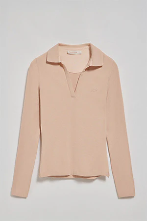 Blush-pink buttonless polo shirt Pia with rubber Polo Club logo - Image 8