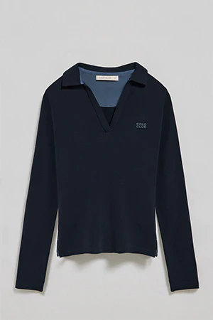 Navy-blue buttonless polo shirt Pia with rubber Polo Club logo - Image 8
