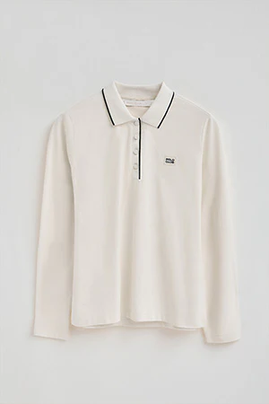 Dark-nude long-sleeve polo shirt with Polo Club satin patch - Image 8
