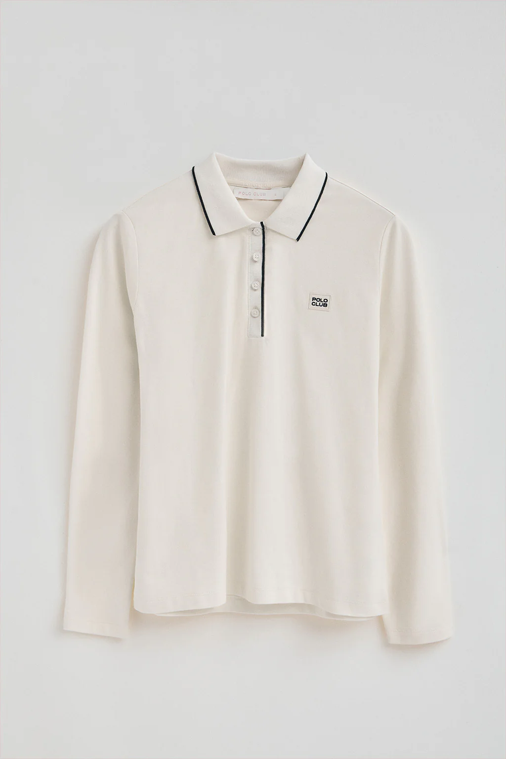 Dark-nude long-sleeve polo shirt with Polo Club satin patch - Image 9