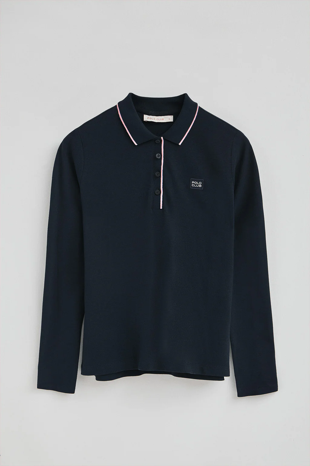 Dark-blue long-sleeve polo shirt with Polo Club satin patch - Image 6