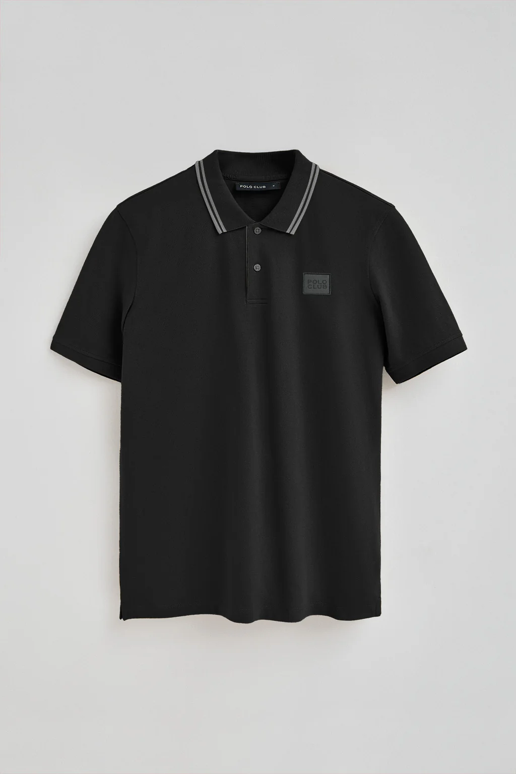 Black pique polo shirt with Polo Club patch - Image 6