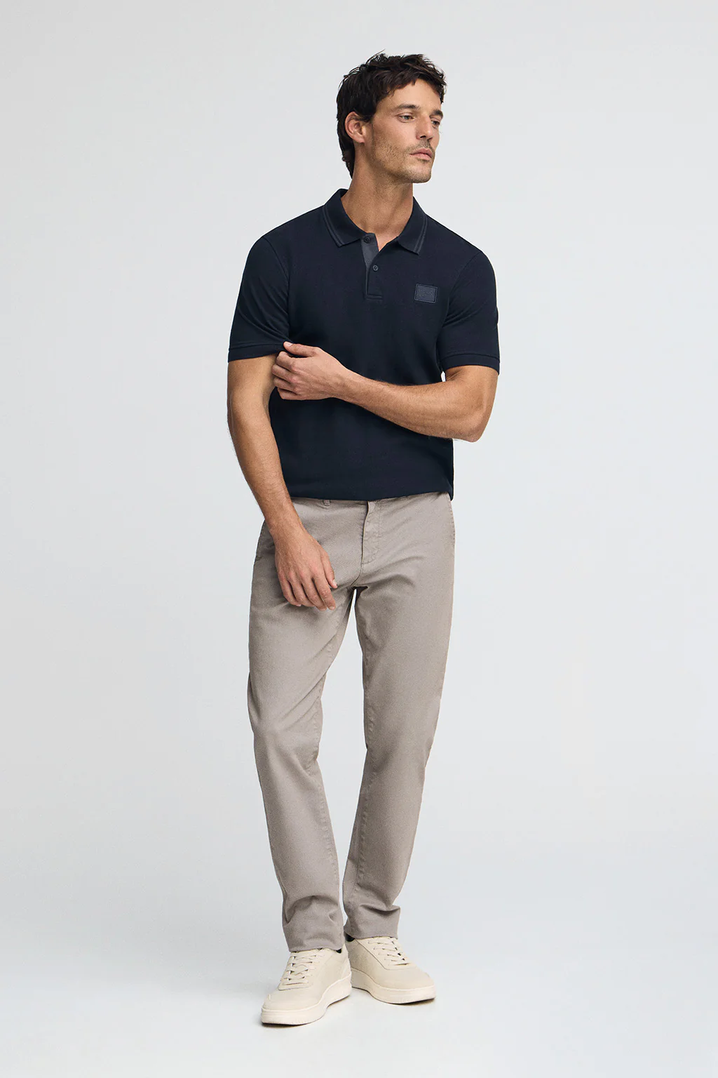 Navy-blue pique polo shirt with Polo Club patch - Image 4