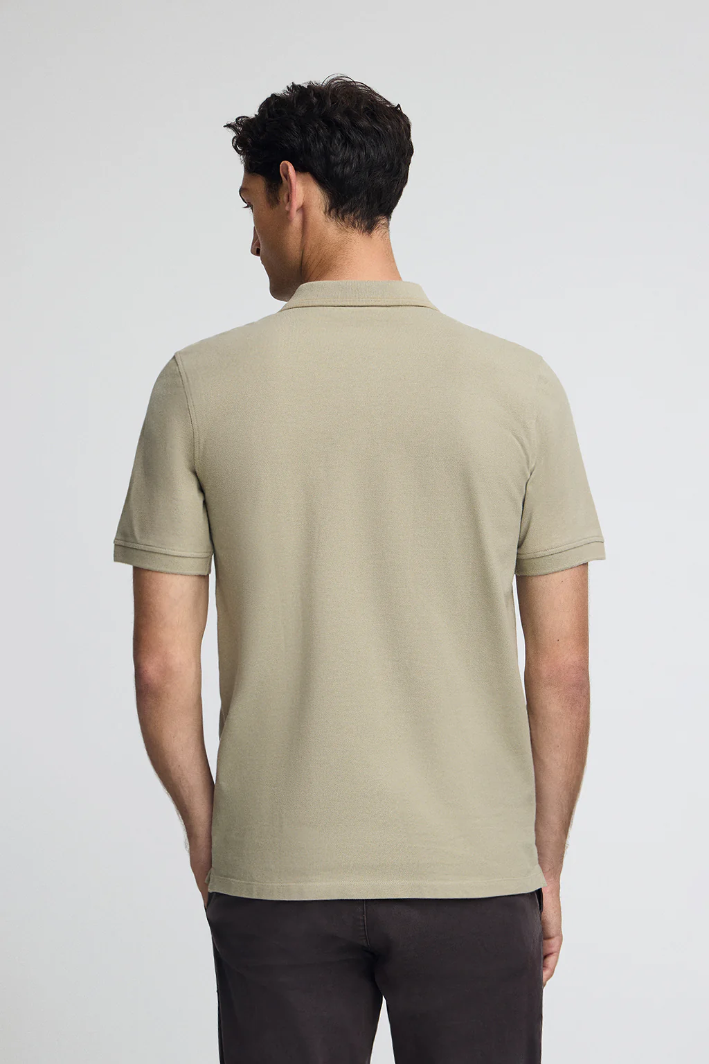Stone-grey pique polo shirt with Polo Club patch - Image 5