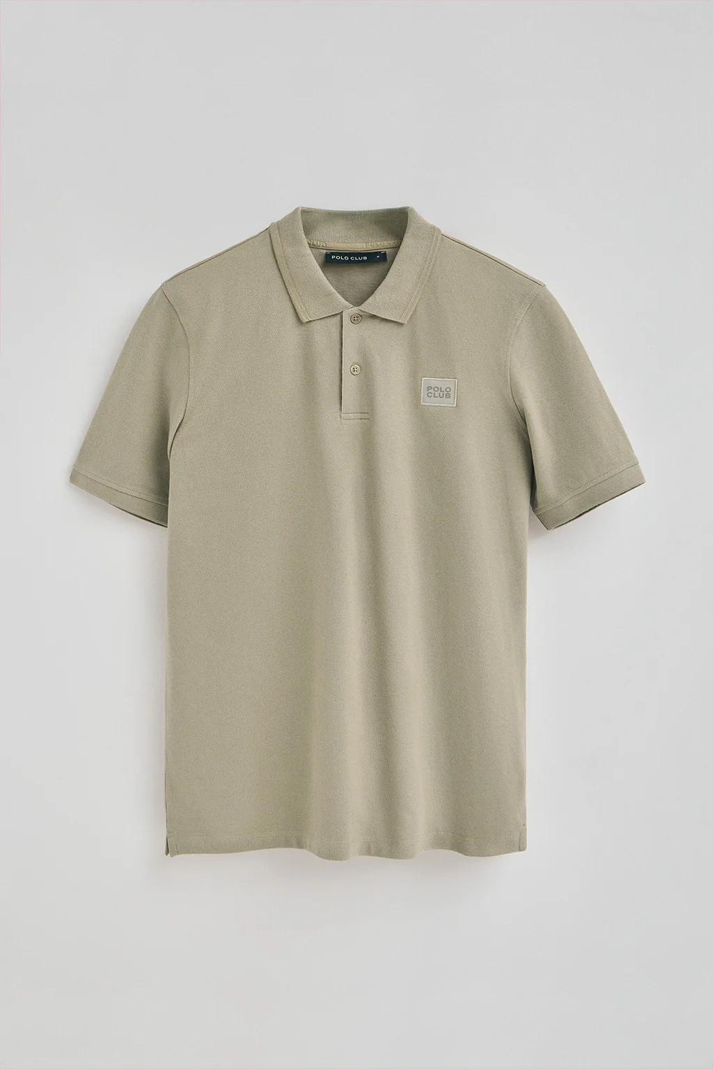 Stone-grey pique polo shirt with Polo Club patch - Image 6