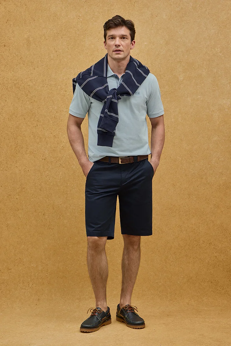 Light-blue short-sleeve polo shirt with Polo Club patch - Image 2
