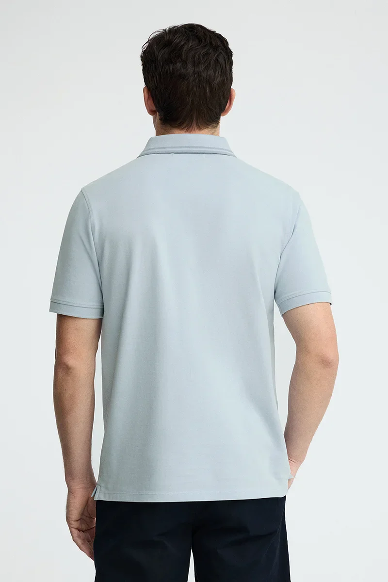 Light-blue short-sleeve polo shirt with Polo Club patch - Image 5