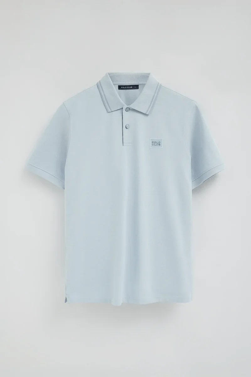 Light-blue short-sleeve polo shirt with Polo Club patch - Image 6
