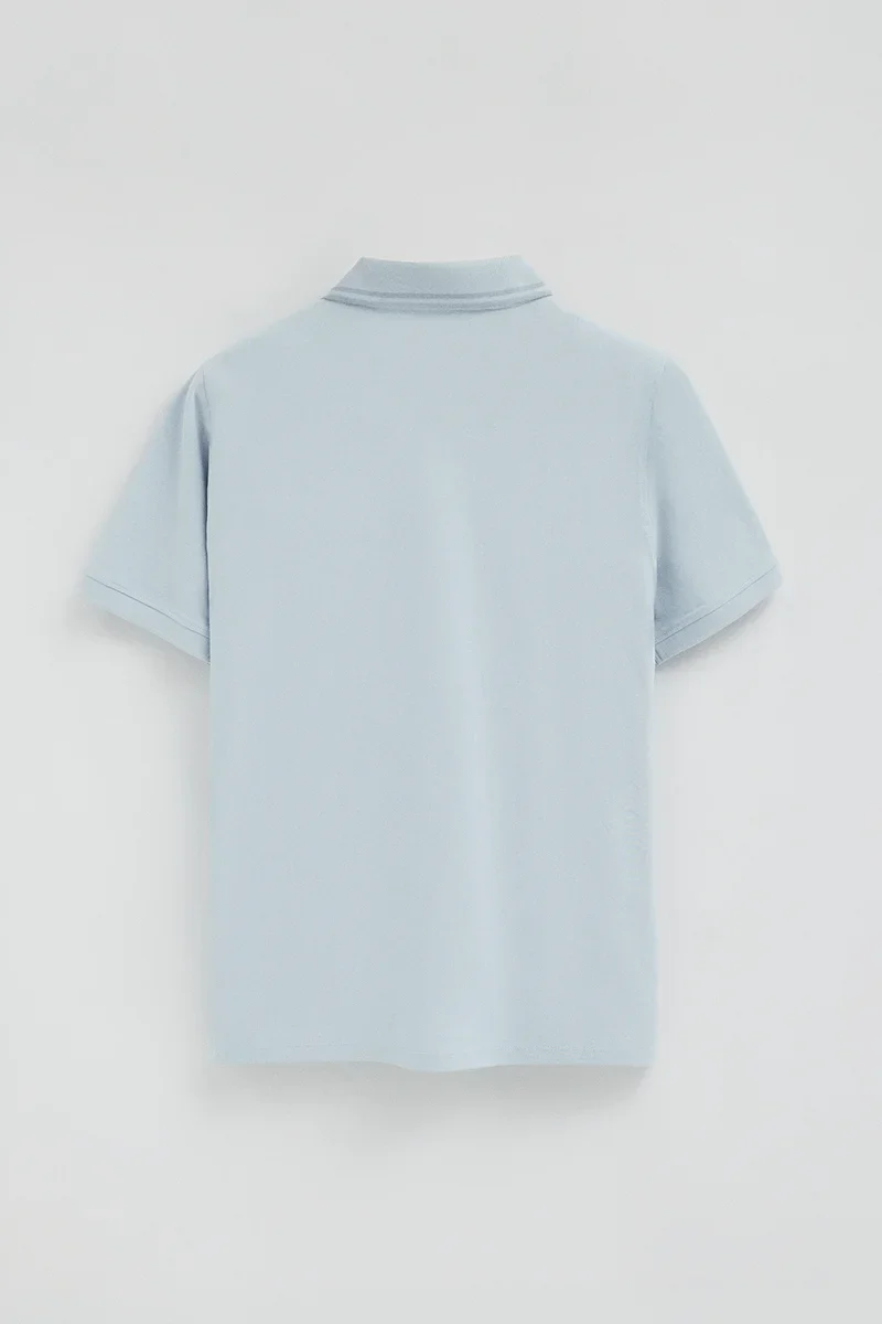 Light-blue short-sleeve polo shirt with Polo Club patch - Image 8