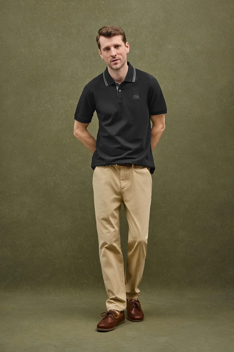Black short-sleeve polo shirt with Polo Club patch