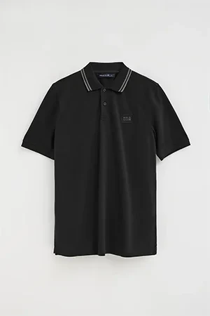 Black short-sleeve polo shirt with Polo Club patch - Image 10