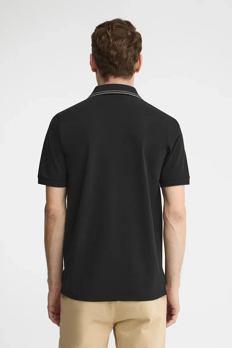 Black short-sleeve polo shirt with Polo Club patch - Image 5