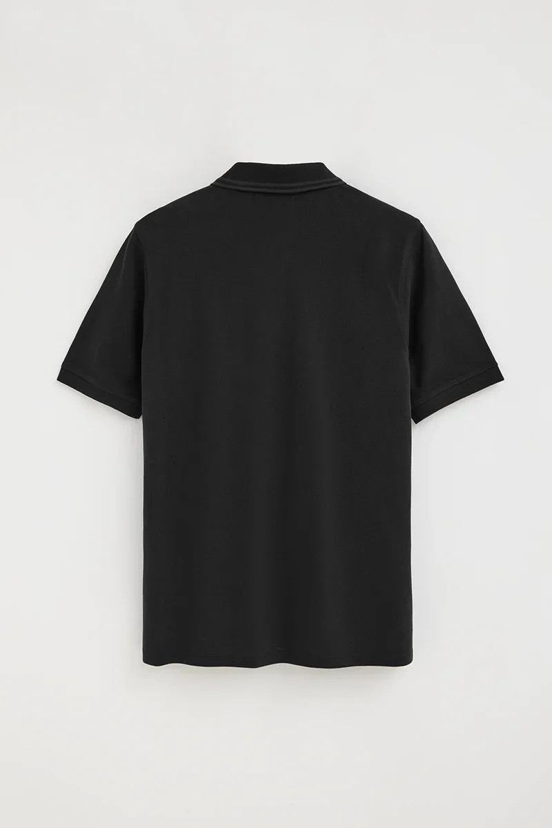 Black short-sleeve polo shirt with Polo Club patch - Image 8