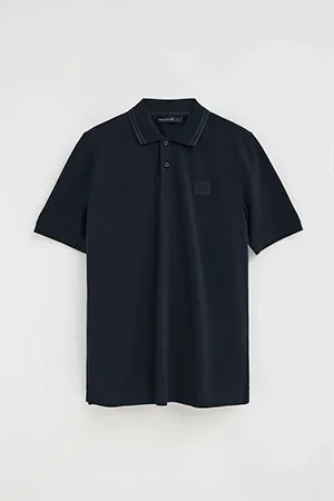 Navy-blue short-sleeve polo shirt with Polo Club patch - Image 10