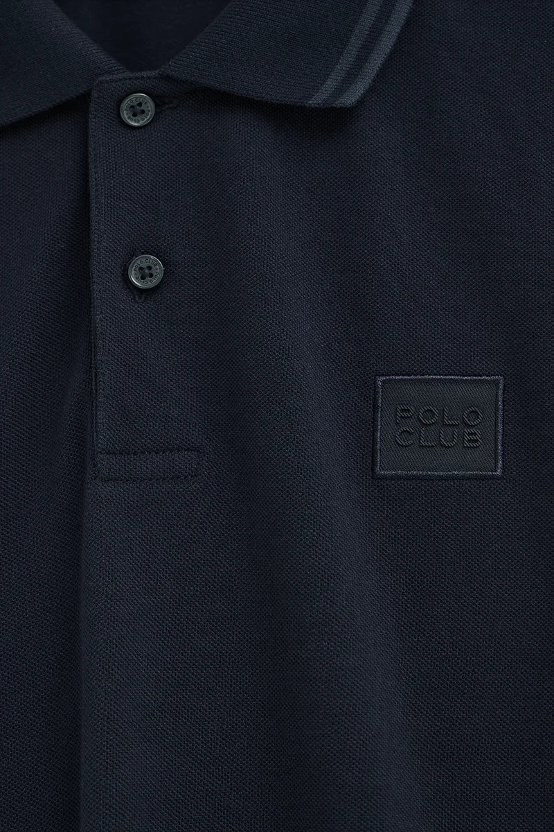 Navy-blue short-sleeve polo shirt with Polo Club patch - Image 7