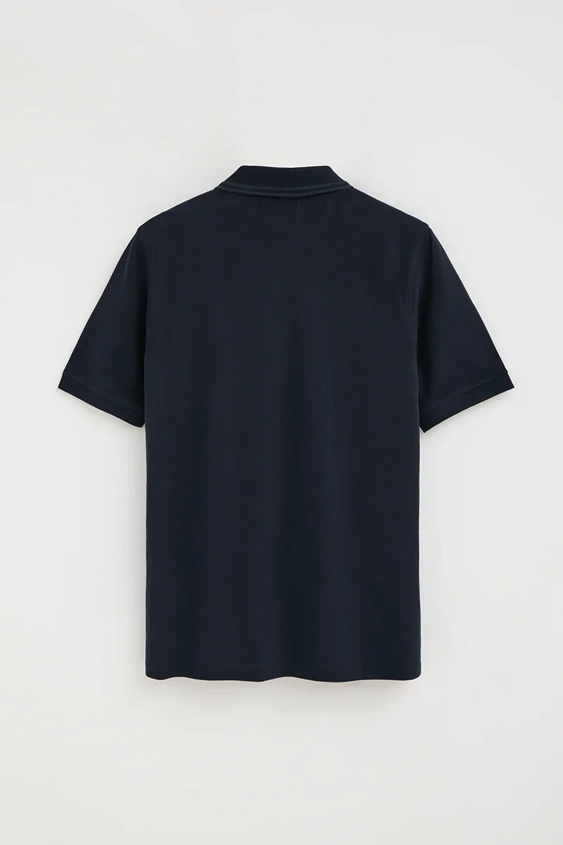 Navy-blue short-sleeve polo shirt with Polo Club patch - Image 8