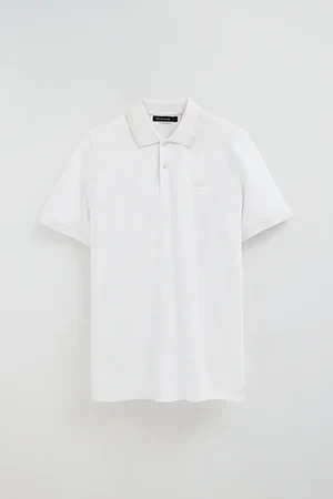 White short-sleeve polo shirt with Polo Club patch - Image 10