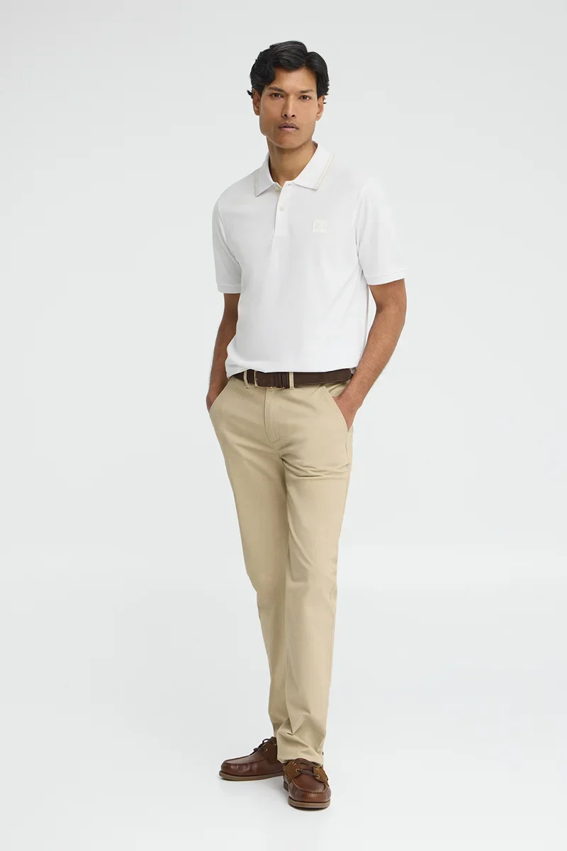 White short-sleeve polo shirt with Polo Club patch - Image 4